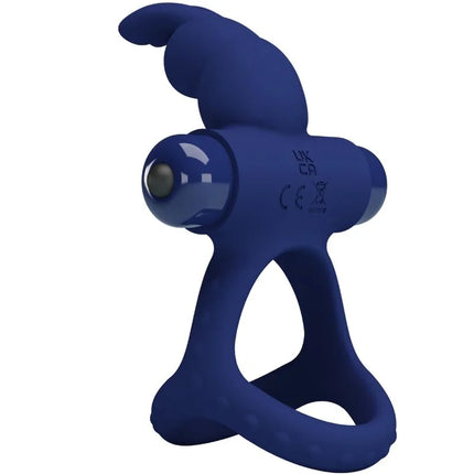 PRETTY LOVE - LUCHITO DOPPELVIBRIERENDER RING KANINCHEN BLAU - Penisring mit Vibration