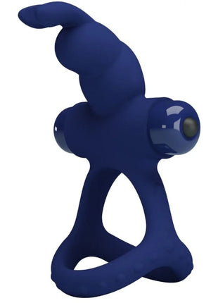 PRETTY LOVE - LUCHITO DOPPELVIBRIERENDER RING KANINCHEN BLAU - Penisring mit Vibration