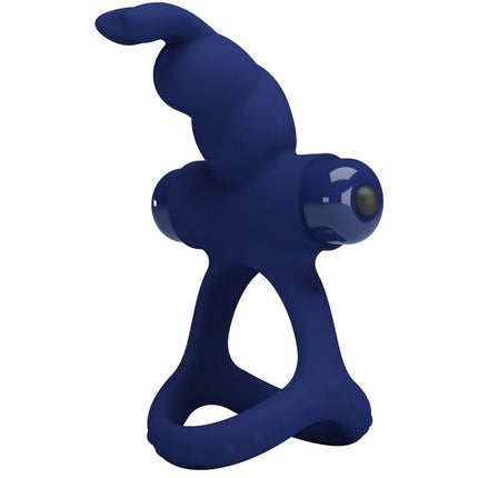 PRETTY LOVE - LUCHITO DOPPELVIBRIERENDER RING KANINCHEN BLAU - Penisring mit Vibration