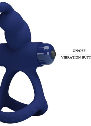 PRETTY LOVE - LUCHITO DOPPELVIBRIERENDER RING KANINCHEN BLAU - Penisring mit Vibration