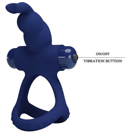 PRETTY LOVE - LUCHITO DOPPELVIBRIERENDER RING KANINCHEN BLAU - Penisring mit Vibration