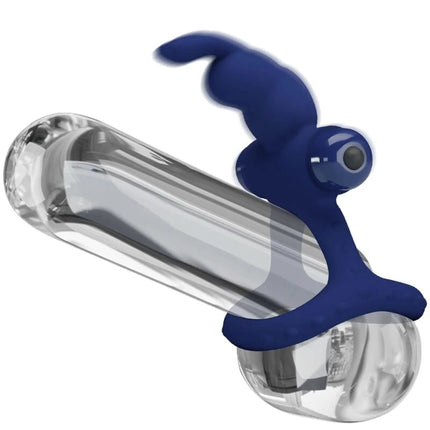 PRETTY LOVE - LUCHITO DOPPELVIBRIERENDER RING KANINCHEN BLAU - Penisring mit Vibration