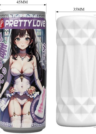 Weißer diamantgemusterter männlicher masturbator modell 2 mit lila schwarzem pretty love anime-etikett