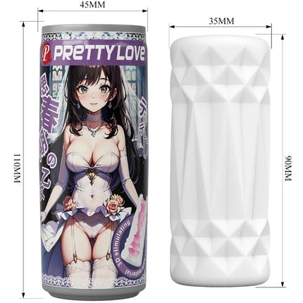 Weißer diamantgemusterter männlicher masturbator modell 2 mit lila schwarzem pretty love anime-etikett