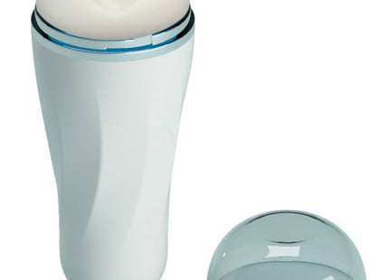 Pretty love männlicher masturbator vagina-design aus weißem silikon mit transparentem blauen rand und klarem kugelverschluss