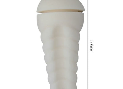 Weißer, gerippter silikon cockring mit gewölbter oberseite aus dem pretty love männlicher masturbator vagina design