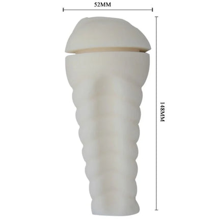 Weißer, gerippter silikon cockring mit gewölbter oberseite aus dem pretty love männlicher masturbator vagina design