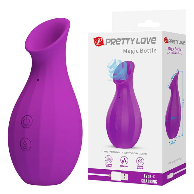 Lila silikon magic bottle von pretty love mit usb typ-c wiederaufladbarem klitorisstimulator und zwei tasten