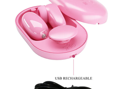 Pink glänzende kabellose plastik-earbuds mit passendem ladecase usb-kabel für pretty love magic box vibrationskugel rosa stimulator