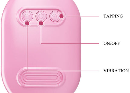 Pink ovalförmiges vibrationsgerät pretty love magic box mit drei tasten zum tippen ein und ausschalten und vibrieren