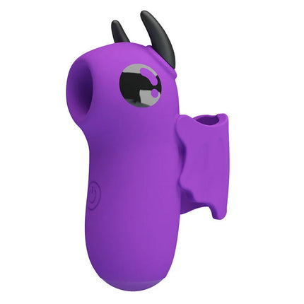 Pretty love magic devil purple silikon fingerstimulator in teufelsform mit schwarzen hörnern und silbernem auge