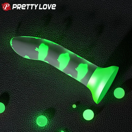 PRETTY LOVE - MAGISCHER NACHT-DILDO OHNE VIBRATION LEUCHTENDES GRÜN - Dildo mit Saugnapf