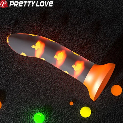 PRETTY LOVE - MAGISCHER NACHT-DILDO OHNE VIBRATION LEUCHTENDES ORANGE - Dildo mit Saugnapf