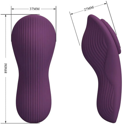 Lila silikon klitoris massager mit gerippter struktur und ergonomischer form von pretty love