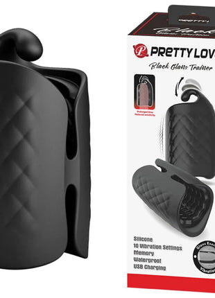 Schwarzer silikonklauen trainer mit gesteppter oberfläche und ergonomischem design für manuellen masturbator von pretty love