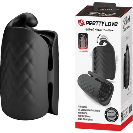 Schwarzer silikonklauen trainer mit gesteppter oberfläche und ergonomischem design für manuellen masturbator von pretty love