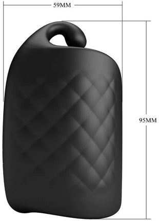 Schwarzes, mattes silikon vibrotor mit diamantstepptextur und integriertem griffschlaufe von pretty love manueller masturbator