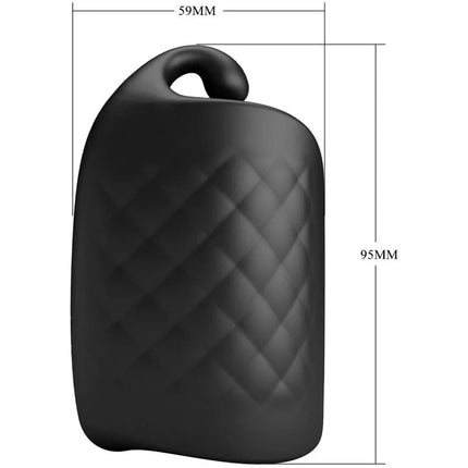 Schwarzes, mattes silikon vibrotor mit diamantstepptextur und integriertem griffschlaufe von pretty love manueller masturbator