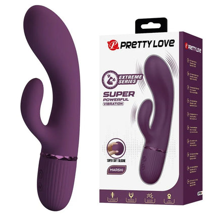 Violetter pretty love hasenvibrator aus silikon mit usb aufladbar und 10 funktionen für doppelte stimulation