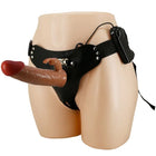 Pretty love marion harness universal slip mit braunem phallus dildo 19 cm und vibrationsgerät aus lederimitat