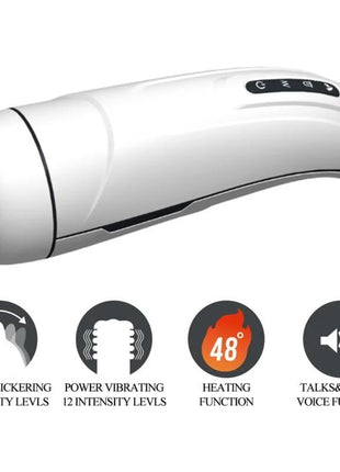 Weißes elektronisches männliches masturbationsgerät pretty love marissa mit vibration wärme bis 48°c stimme und saugung