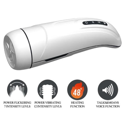 Weißes elektronisches männliches masturbationsgerät pretty love marissa mit vibration wärme bis 48°c stimme und saugung