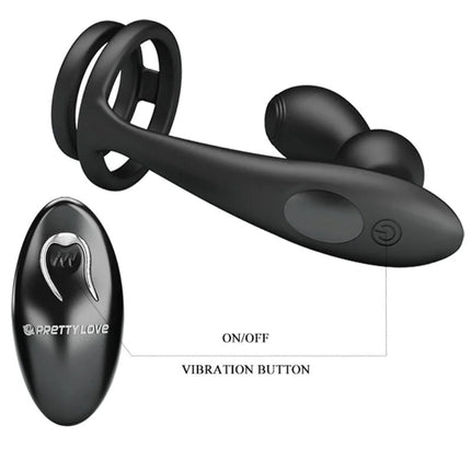 PRETTY LOVE - MARSHALL PENISRING MIT VIBRATORISCHEM ANALPLUG MIT FERNBEDIENUNG - Penisring mit Vibration