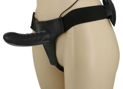 Pretty love marvin strap-on aus schwarzem silikon mit gebogenem, strukturiertem hohldildo und verstellbarem gurt