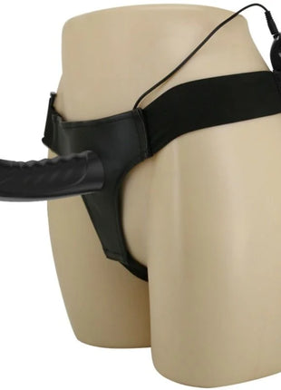 Pretty love marvin strap-on aus schwarzem silikon mit gebogenem, strukturiertem hohldildo und verstellbarem gurt