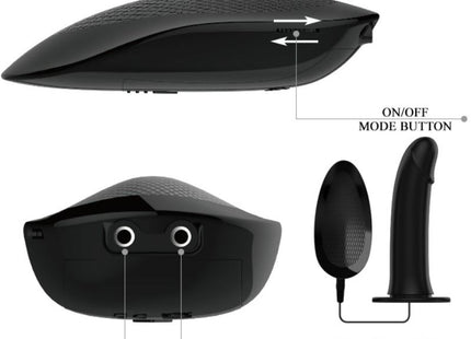 Schwarzes elektronisches pretty love marvin strap-on mit vibration und texturierter oberfläche und steuerknöpfen