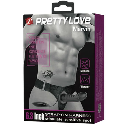 Pretty love marvin silikon strap-on mit vibration und 6,3 zoll hohldildo zur stimulierung empfindlicher stellen