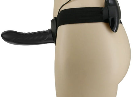 Schwarzes silikon strap-on adult toy von pretty love mit strukturierter welle und verstellbarem gurt