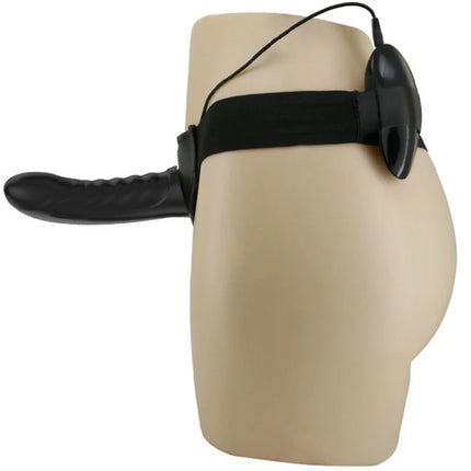 Schwarzes silikon strap-on adult toy von pretty love mit strukturierter welle und verstellbarem gurt