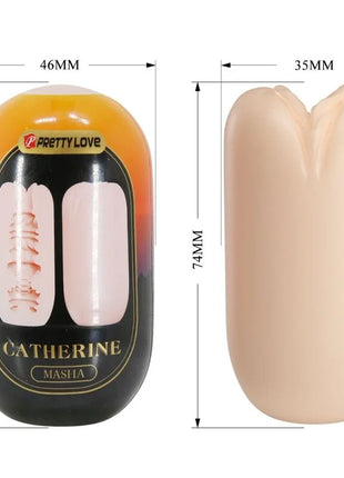 Beige glatter silikonmasturbator mit tulpenförmigem design und zulaufenden enden aus pretty love masha pack