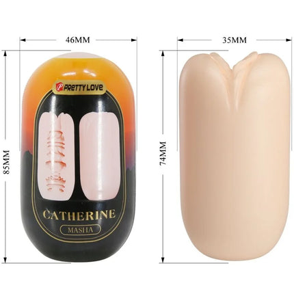 Beige glatter silikonmasturbator mit tulpenförmigem design und zulaufenden enden aus pretty love masha pack