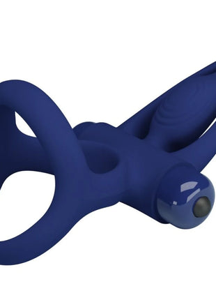PRETTY LOVE - MAT DOPPELRING MIT VIBRATION & STIMULATOR BLAU - Penisring mit Vibration