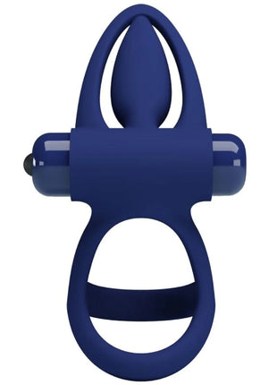 PRETTY LOVE - MAT DOPPELRING MIT VIBRATION & STIMULATOR BLAU - Penisring mit Vibration