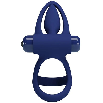 PRETTY LOVE - MAT DOPPELRING MIT VIBRATION & STIMULATOR BLAU - Penisring mit Vibration