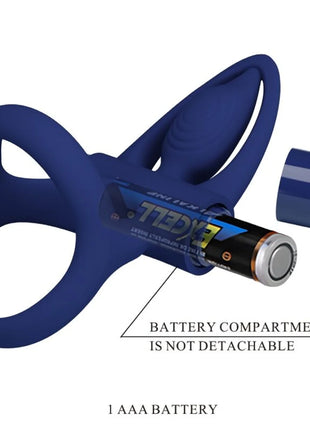 PRETTY LOVE - MAT DOPPELRING MIT VIBRATION & STIMULATOR BLAU - Penisring mit Vibration