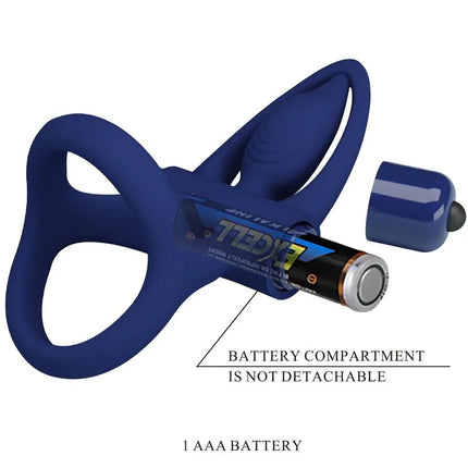 PRETTY LOVE - MAT DOPPELRING MIT VIBRATION & STIMULATOR BLAU - Penisring mit Vibration
