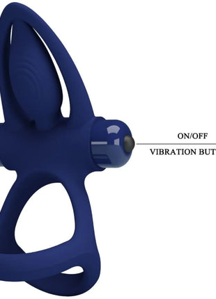 PRETTY LOVE - MAT DOPPELRING MIT VIBRATION & STIMULATOR BLAU - Penisring mit Vibration