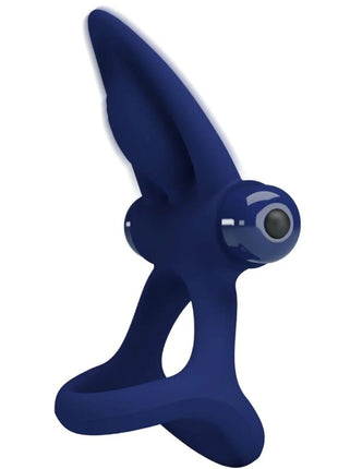 PRETTY LOVE - MAT DOPPELRING MIT VIBRATION & STIMULATOR BLAU - Penisring mit Vibration