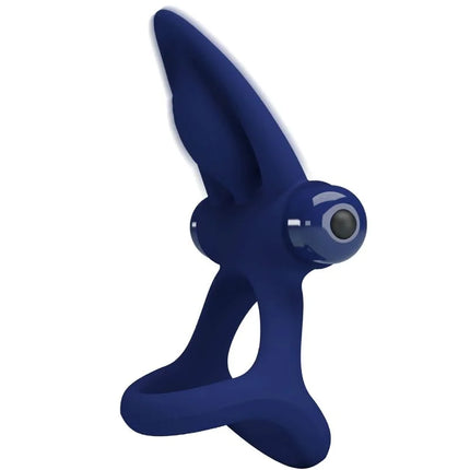 PRETTY LOVE - MAT DOPPELRING MIT VIBRATION & STIMULATOR BLAU - Penisring mit Vibration