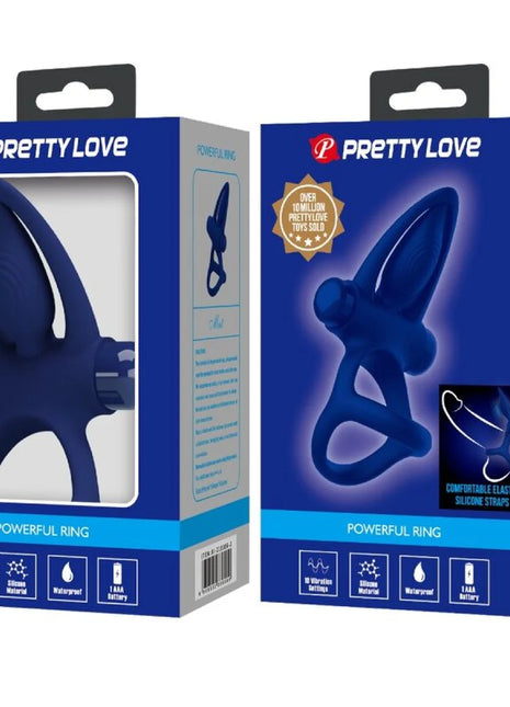 PRETTY LOVE - MAT DOPPELRING MIT VIBRATION & STIMULATOR BLAU - Penisring mit Vibration
