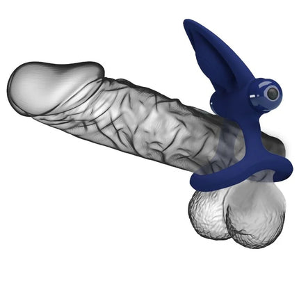 PRETTY LOVE - MAT DOPPELRING MIT VIBRATION & STIMULATOR BLAU - Penisring mit Vibration