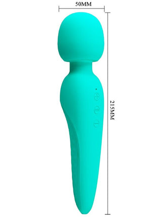 Teal silikonummantelter meredith massager von pretty love mit abgerundetem kopf und ergonomischem griff