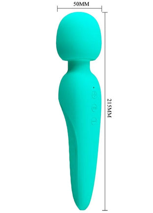 Teal silikonummantelter meredith massager von pretty love mit abgerundetem kopf und ergonomischem griff