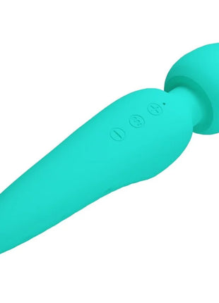 Teal silikon wand massagegerät mit drei steuerungstasten und rundem kopf aus der pretty love meredith serie