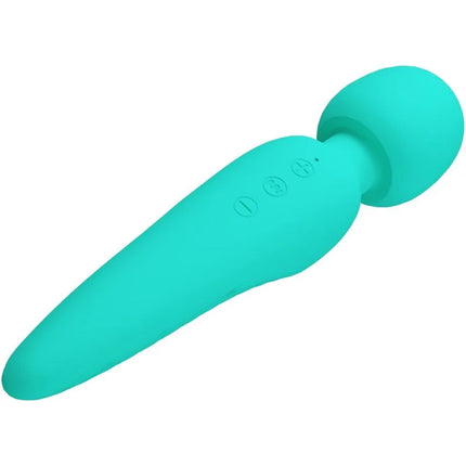 Teal silikon wand massagegerät mit drei steuerungstasten und rundem kopf aus der pretty love meredith serie