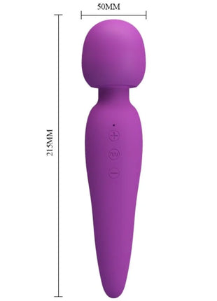 Lila silikonummantelter meredith massager wand-vibrator mit drei steuertasten und 12 vibrationsmodi von pretty love